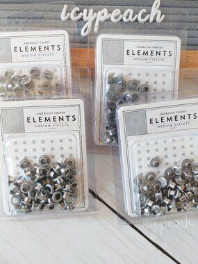 American Crafts Elements Silver Medium Eyelets Discontinued Craft Supply DIY